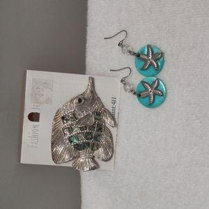 Sea Lovers Duo, Earrings & a Pin